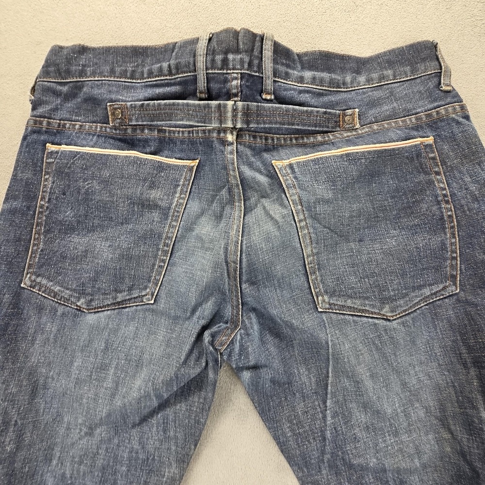 Sicko Jeans Mens Blue Selvedge Buckle Back Whiskers Fits 36x32
